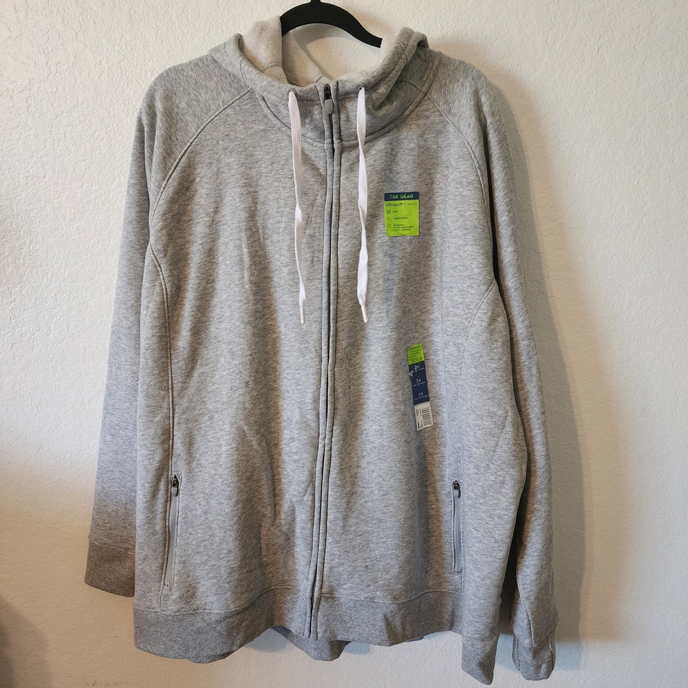 Tek Gear Ultrasoft Fleece Full Zip Hoodie in Light Gray